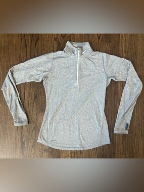 Nike Women's Light Gray Dri-FIT Quarter-Zip Long Sleeve Top